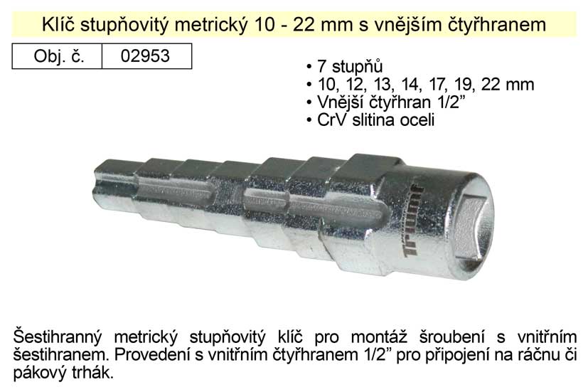 Kl stupovit instalatrsk 10-22mm vnitn tyhran 1/2"