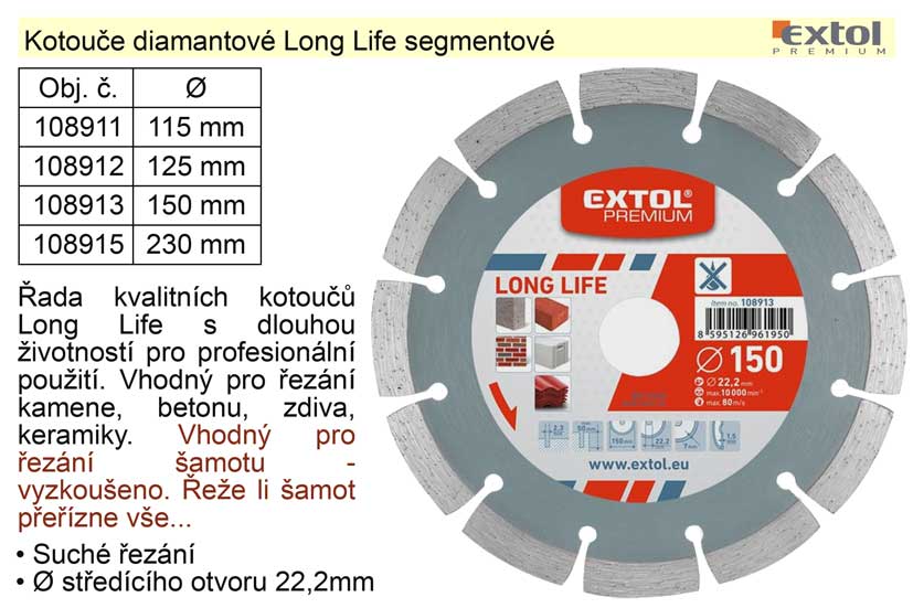 Kotou diamantov Long Life segmentov 230mm