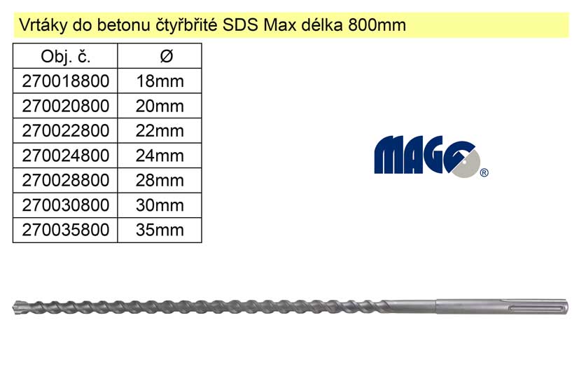 Vrtk do betonu tybit SDS Max 28x800mm 