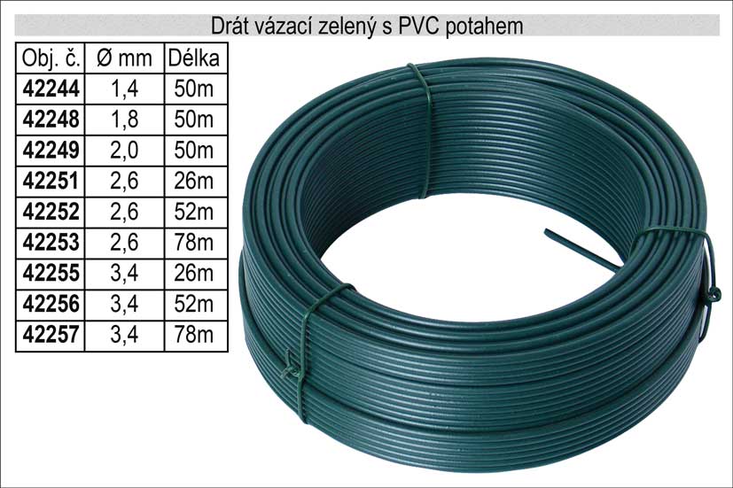 Drt napnac s PVC potahem 2,6mm dlka 78m