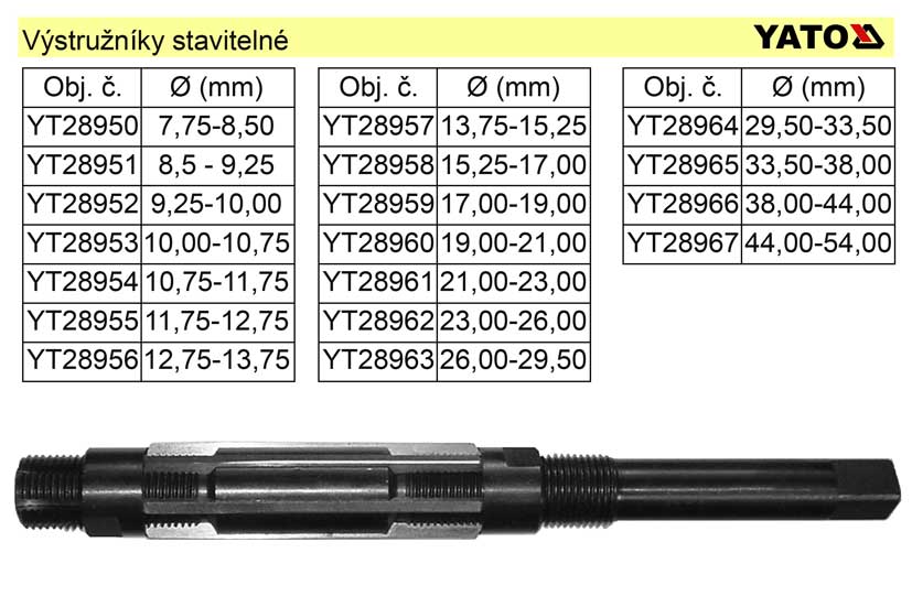 YATO Vstrunk staviteln 15,25-17,00mm HSS YT-28958