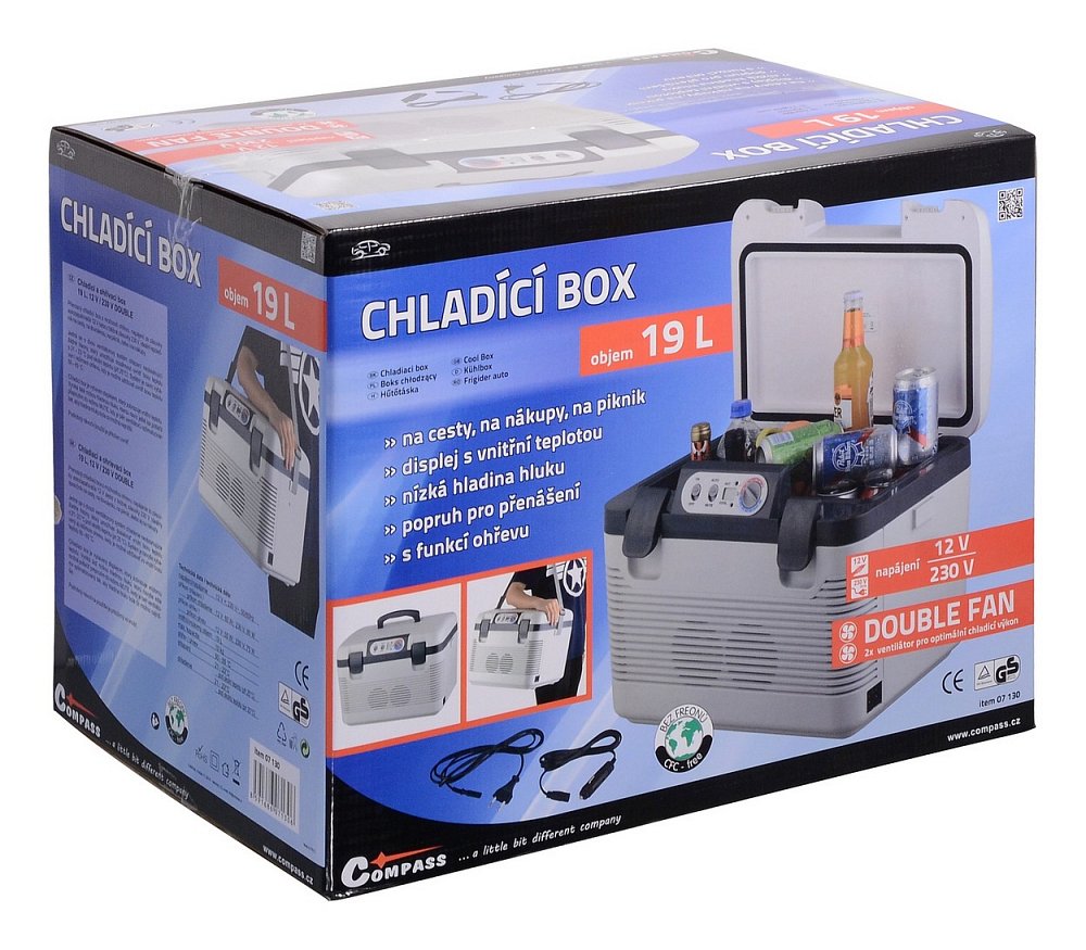 Chladc box 19l + display 220V/24V/12V DOUBLE