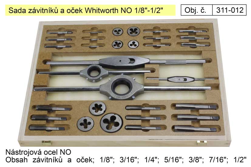 Zvitnky a oka sada Whitworth 1/8"-1/2" NO, Buovice Tools