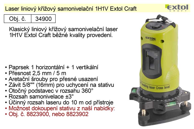 Liniov laser samonivelan Extol Craft 1H1V