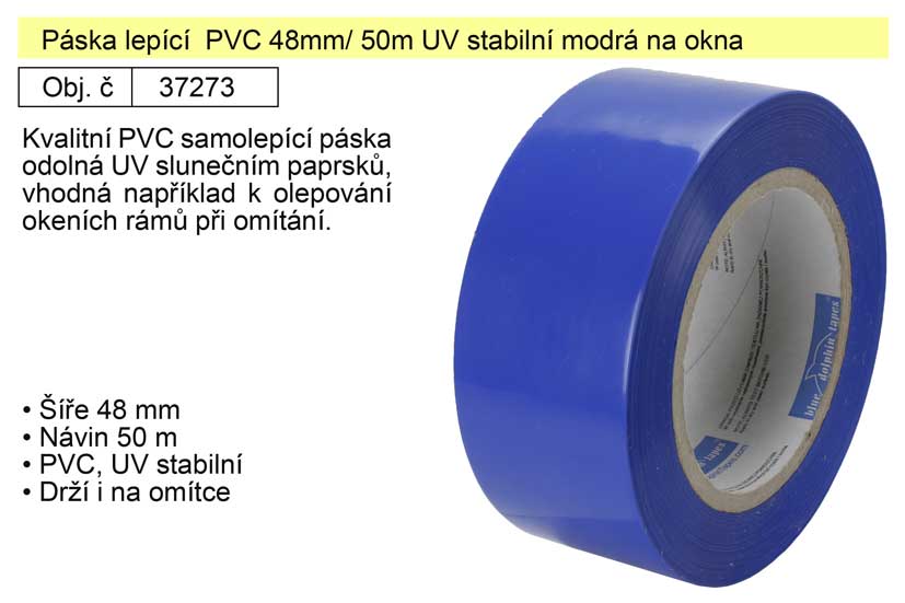 Pska lepc  PVC 48mm/ 50m UV stabiln modr na okna