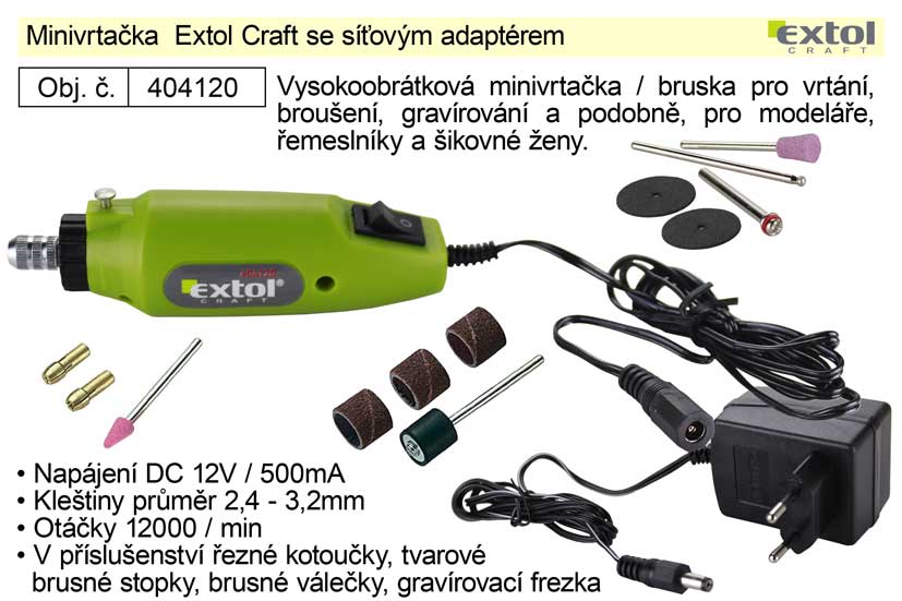 Minivrtaka  Extol Craft 404120 se sovm adaptrem  