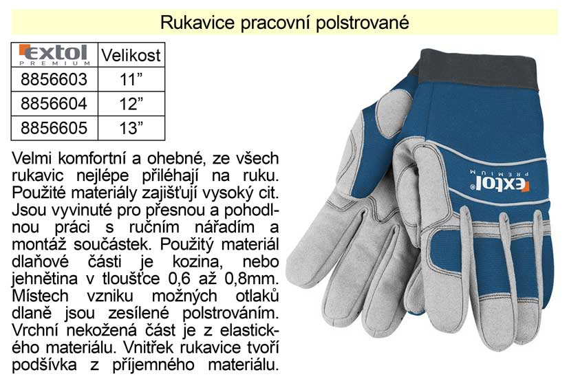Pracovn rukavice pro mechaniky Extol Premium polstrovan vel. 12"