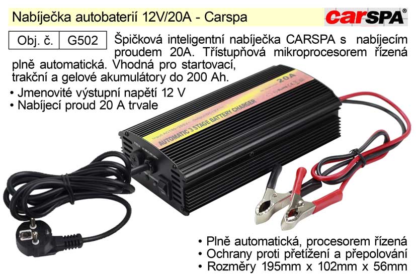 Nabjeka autobateri 12V/20A - Carspa