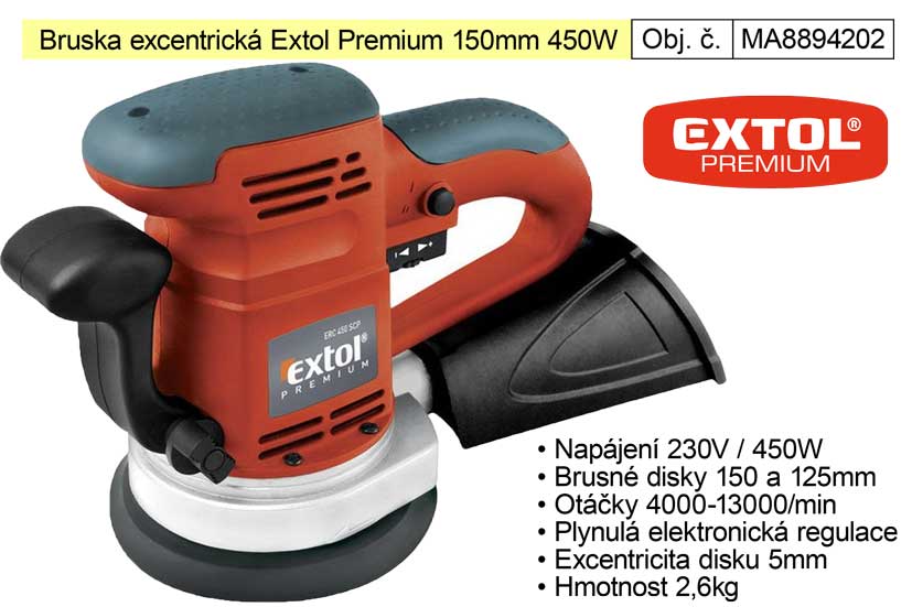Bruska excentrick 150 mm 450 W Extol Premium 8894202 