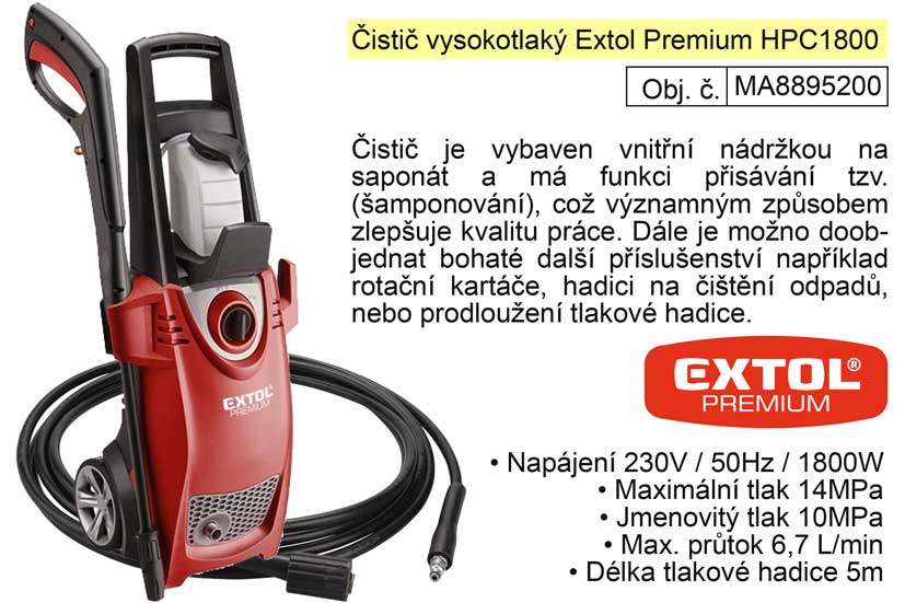 isti vysokotlak Extol Premium 8895200 HPC1800 