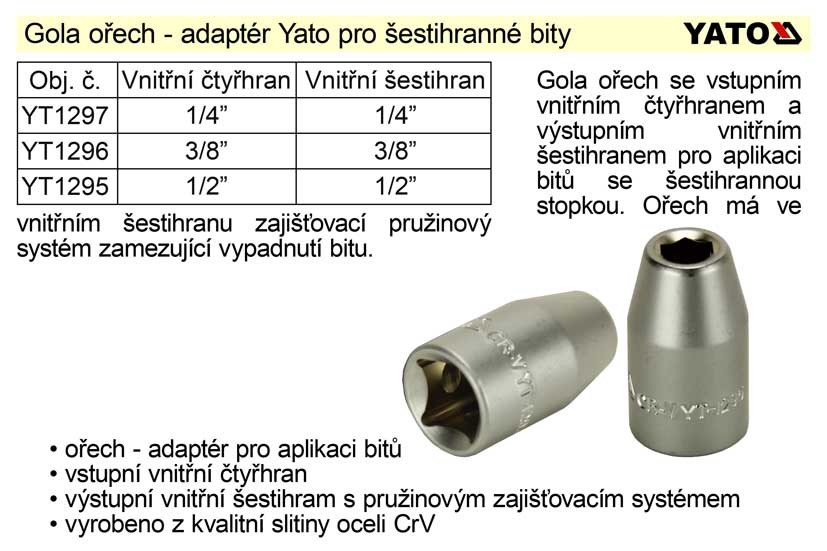 Gola oech 1/2", adaptr pro bity se estihranem 8 mm