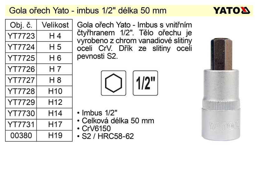 Gola oech imbus 1/2" H6 YT-7725