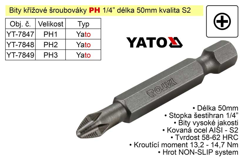 Bit kov roubovk PH2x50mm 1/4" Yato