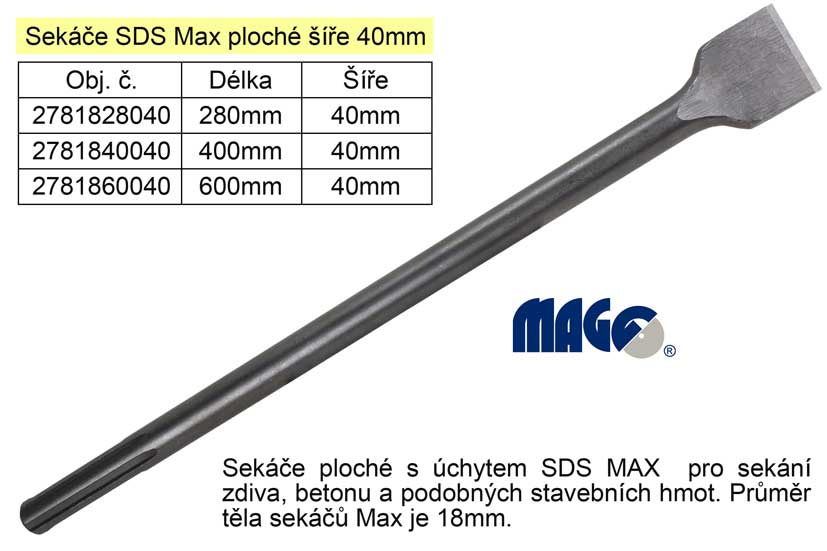 Sekáč SDS MAX plochý 40x400mm