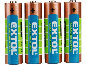 EXTOL ENERGY Tužkové baterie AA 1,5V (LR6) alkalické, balení 4ks