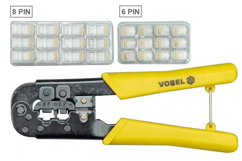 Kleště na lisování konektorů 8 PIN a 6 PIN se sadou konektorů, Vorel