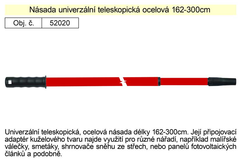 Násada teleskopická univerzální ocelová, 160-300 cm