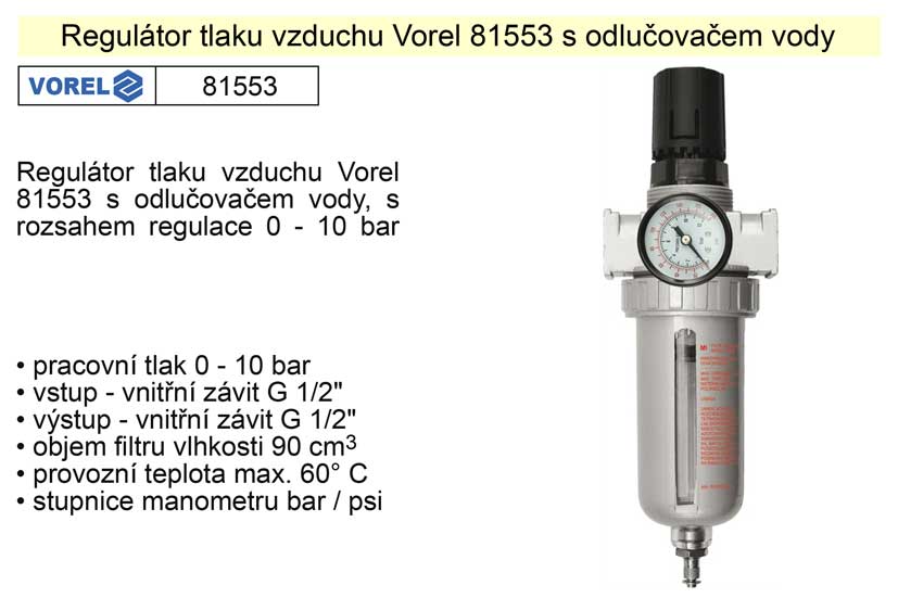 Regultor tlaku vzduchu s odluovaem Vorel 81553