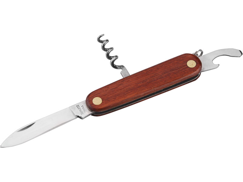 nůž kapesní zavírací 3dílný nerez, 85mm, délka zavřeného nože 85mm, složení: nůž, vývrtka