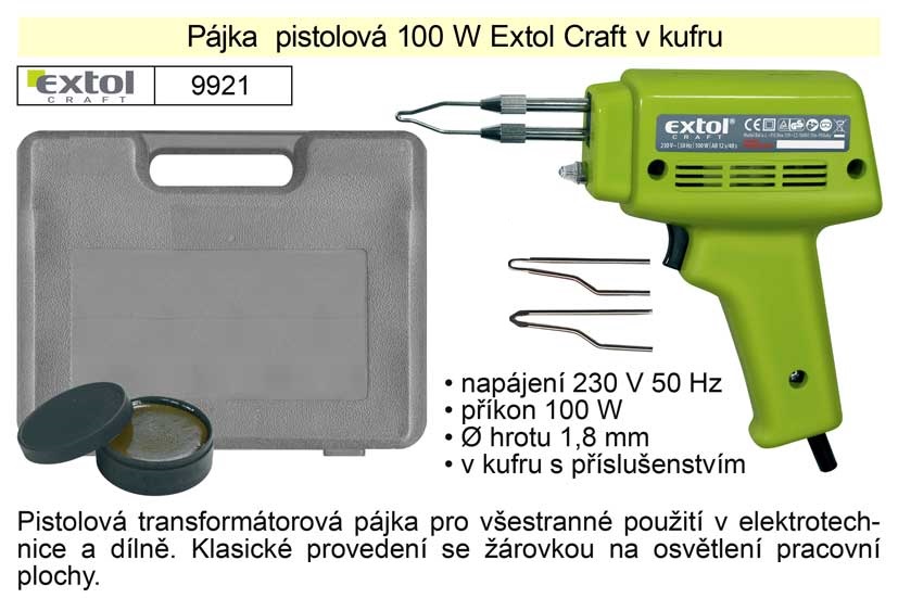 Pájka  pistolová 100 W Extol Craft v kufru