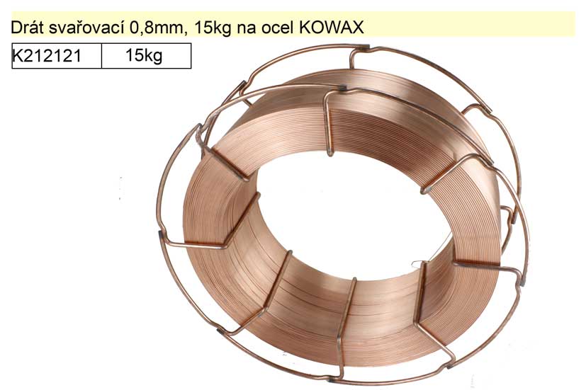 Drát svařovací 0,8mm, 15kg na ocel KOWAX