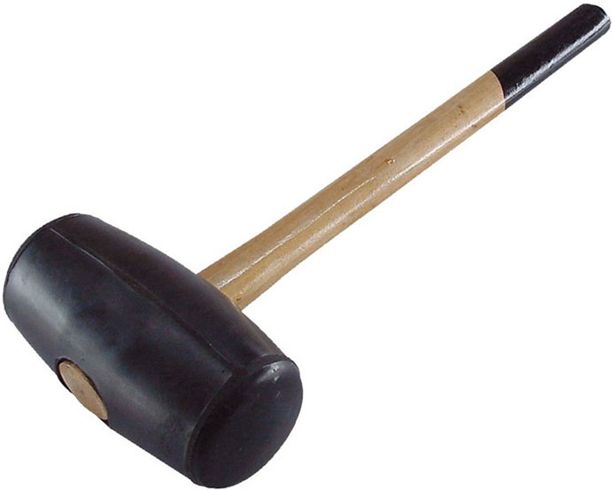 Palička gumová, černá, 300 g, s dřevěnou násadou, 55 mm, Extol Craft
