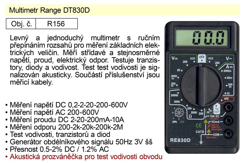 Multimetr Range DT830D 