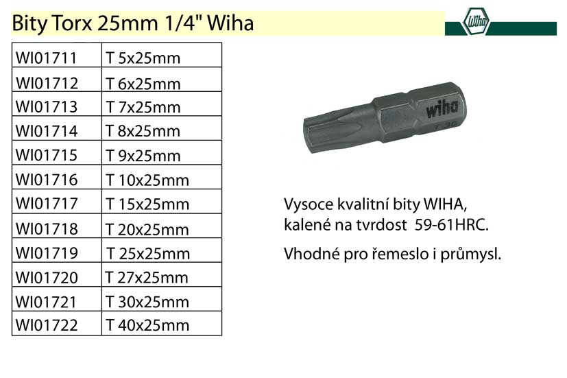 Bit Torx T27x25mm 1/4" Wiha Standard