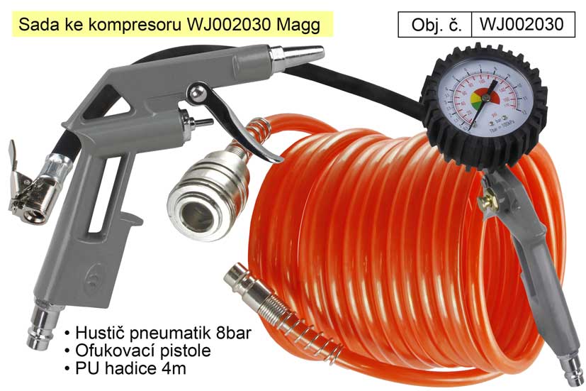 Sada ke kompresoru Magg WJ002030 splniem pneumatik a dalm psluenstvm, pneuhusti
