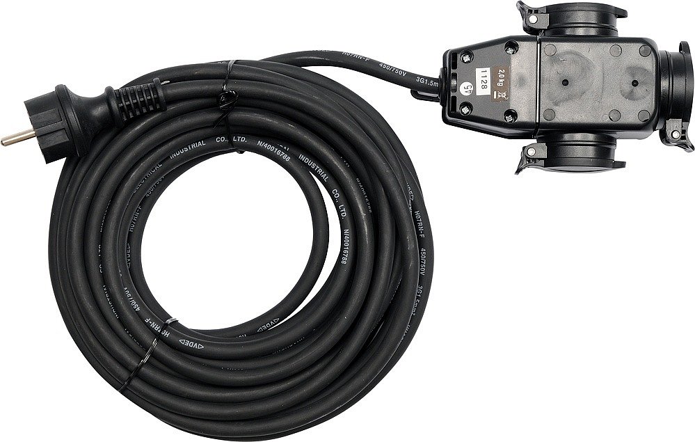 YATO Prodlužovací kabel 20m, 230V 3x1,5mm, gumová izolace, 3 zásuvky YT-81162