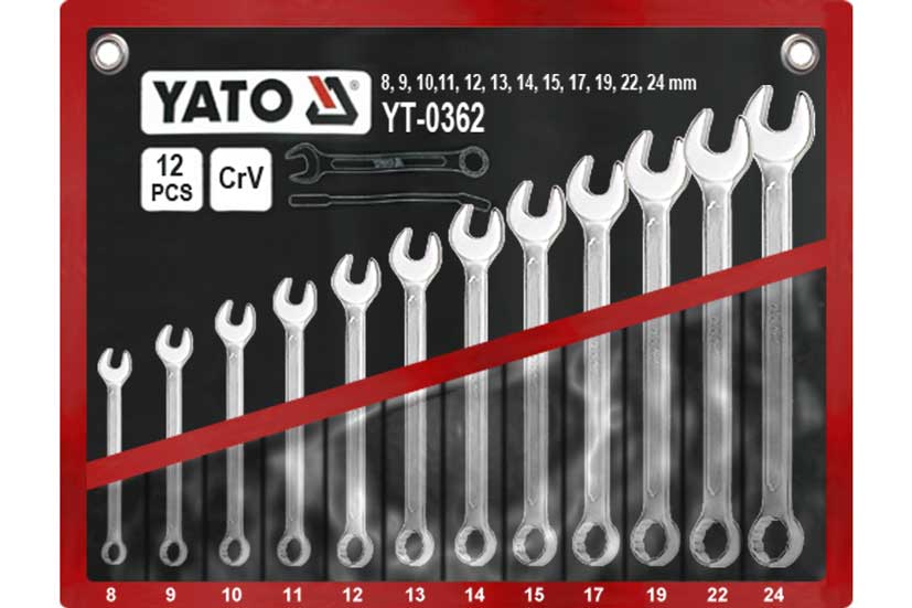 Klíče očkoploché sada 12 kusů 8-24mm CrV Yato