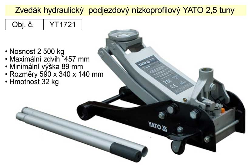 YATO Zvedák hever hydraulický podjezdový nízkoprofilový 2,5t hever