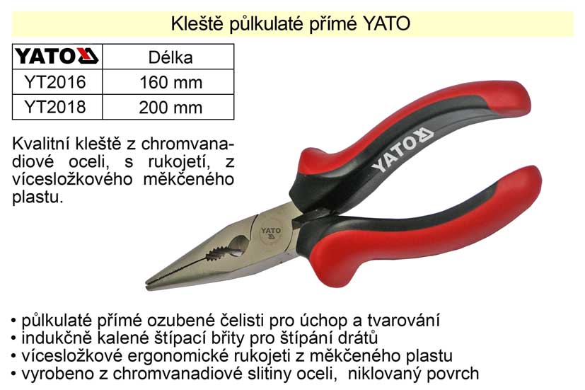 Kleště  YATO půlkulaté přímé 200mm