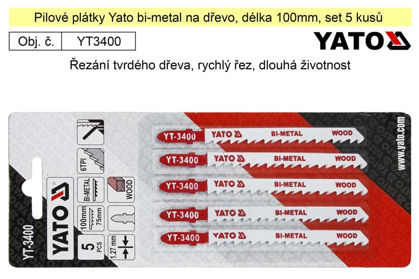 Pilové plátky Yato Bi-metal na dřevo set 5 kusů YT-3400
