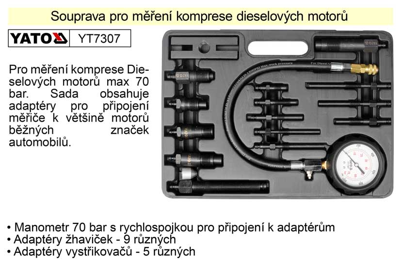 Souprava pro měření komprese dieselových motorů