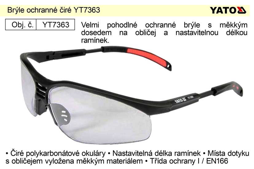 Brýle ochranné čiré YT-7363