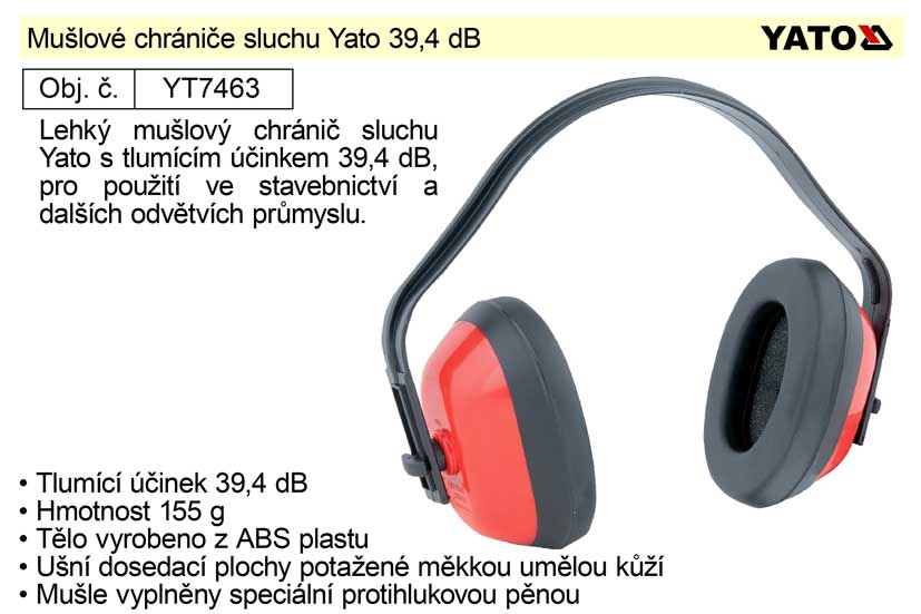 Mušlové chrániče sluchu Yato 39,4 dB