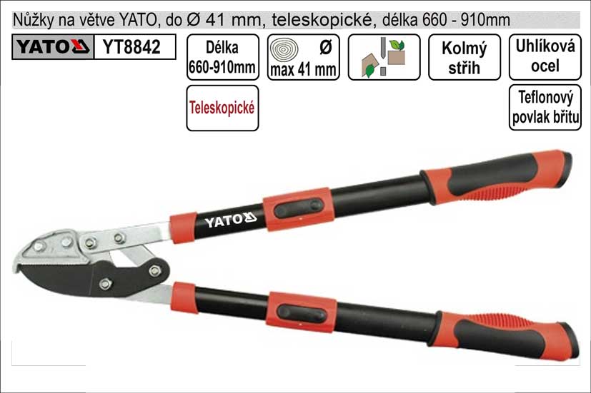 Nůžky na větve YATO 660-910mm kovadlinkový břit teleskopické převodo