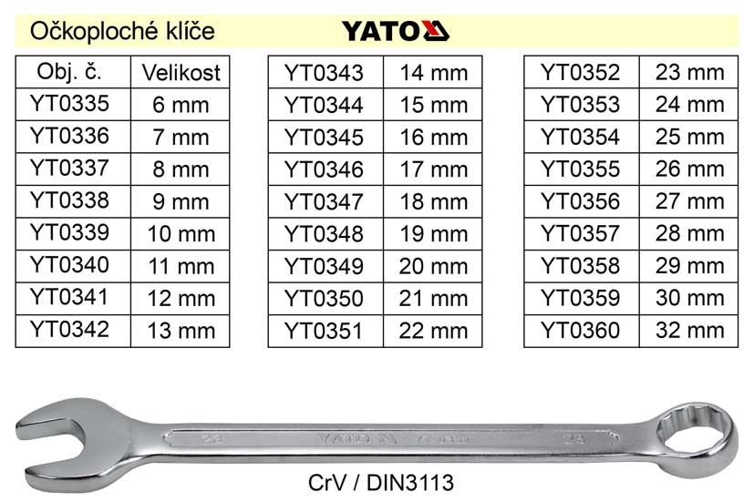 YATO Očkoplochý klíč 12mm CrV 0.069 Kg NÁŘADÍ Sklad2 YT-0341