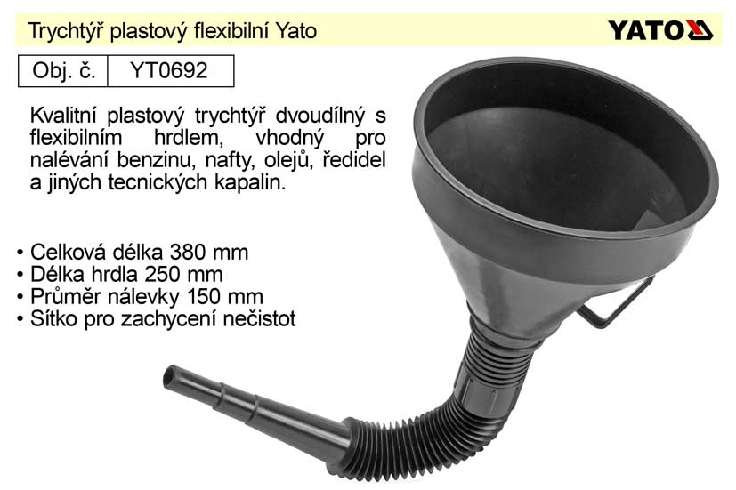 Trychtýř flexibilní plastový Yato 0.15 Kg NÁŘADÍ Sklad2 YT-0692