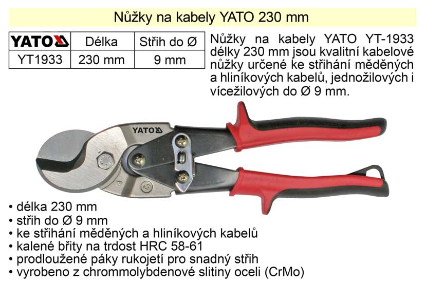 Nůžky na kabely Yato 230 mm