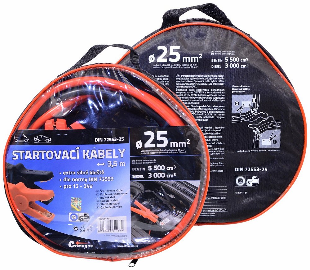 Startovac kabely 25 dlka 3,5m TV/GS DIN72553