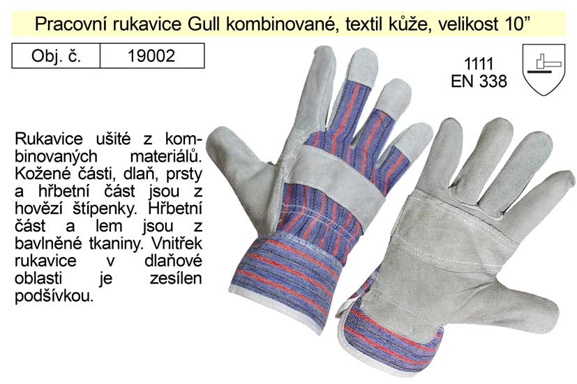 Pracovní rukavice kombinované Gull vel. 10" FF HS-01-001