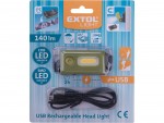 EXTOL LIGHT elovka 140lm, nabjec, USB, LED+COB LED
