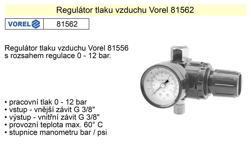 Regulátor tlaku vzduchu Vorel 81562