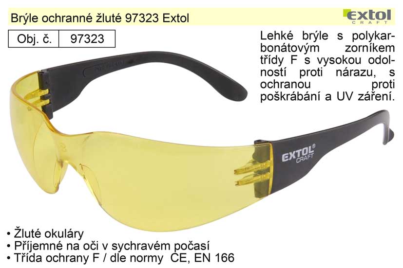 Brýle ochranné žluté 97323 Extol