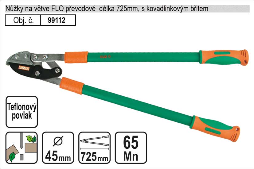 Nůžky na větve FLO 725mm kovadlinkový břit převodové
