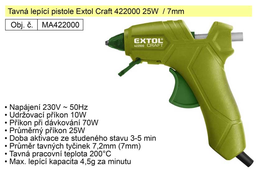Tavná lepící pistole Extol Craft 422000 25W  / 7,2mm