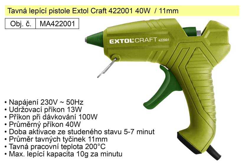 Tavná lepící pistole Extol Craft 422001 40W  / 11mm
