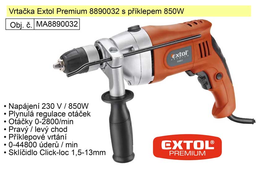 Elektrická vrtačka s příklepem 850 W Extol Premium 8890032